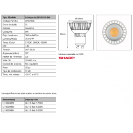 LED Spot 8W Led Sharp GU10 - Luxlight