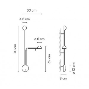 Pin 1686 lámpara de pared (dcha) - Vibia