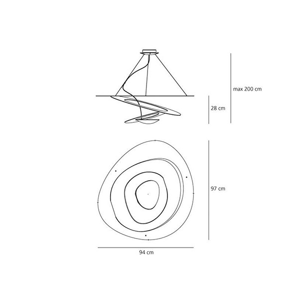 Medidas Pirce grande suspensión de Artemide