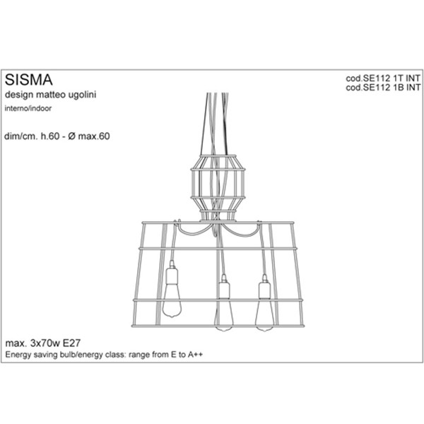 Medidas lámpara Sisma suspensión de Karman