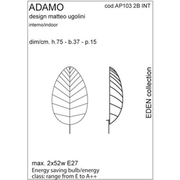 Medidas lámpara Adamo aplique de Karman