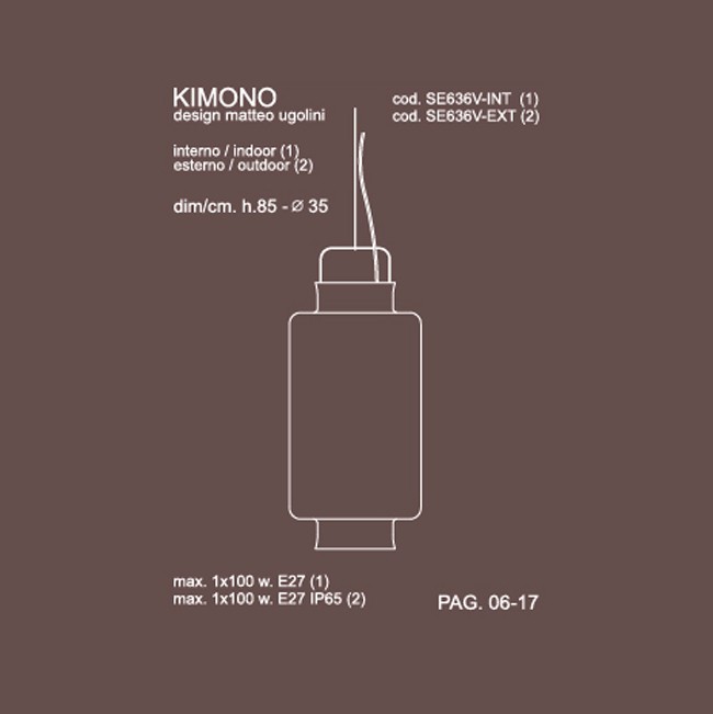 Medidas lámpara Kimono 35cm suspensión de Karman