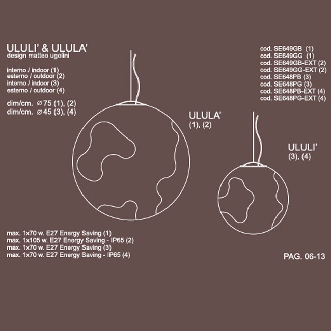 Measurements Ululà suspension lamp by Karman