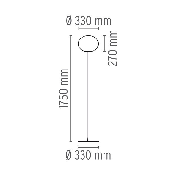 Medidas lámpara Glo-Ball F2 pie de Flos