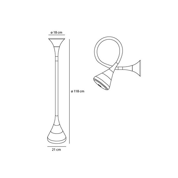 Medidas lámpara pipe aplique o plafón de Artemide